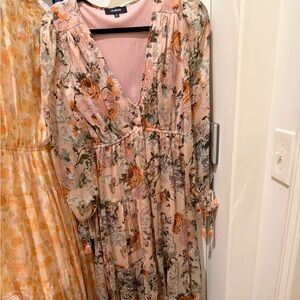 Aakaa Floral Pink and Orange Dress